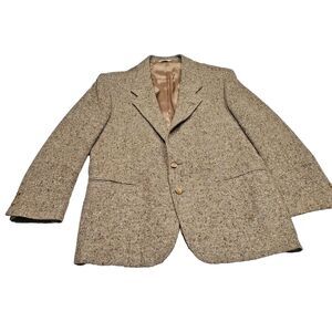Vintage Oakmont Men's 42R Tan Wool Nubby Tweed Jacket Blazer Sport Coat READ